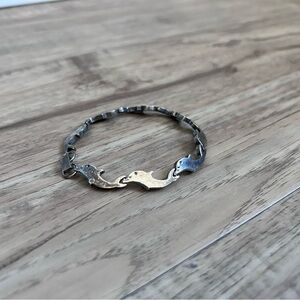 Vintage 925 sterling silver leaping dolphin link bracelet ocean sea-life nature